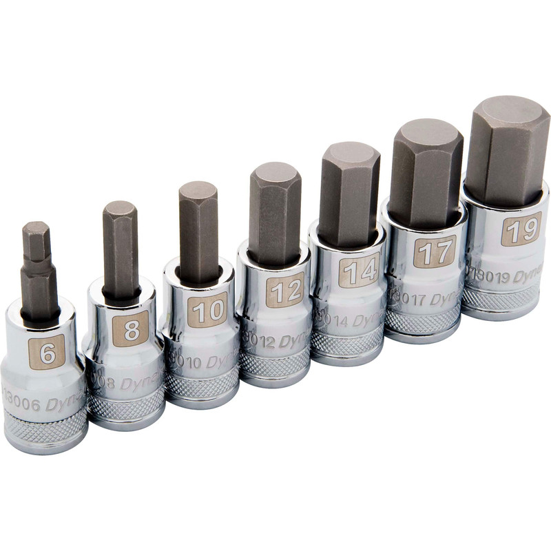 1/2" Drive 7pc Metric Standard Hex Socket Set, 6mm - 19mm